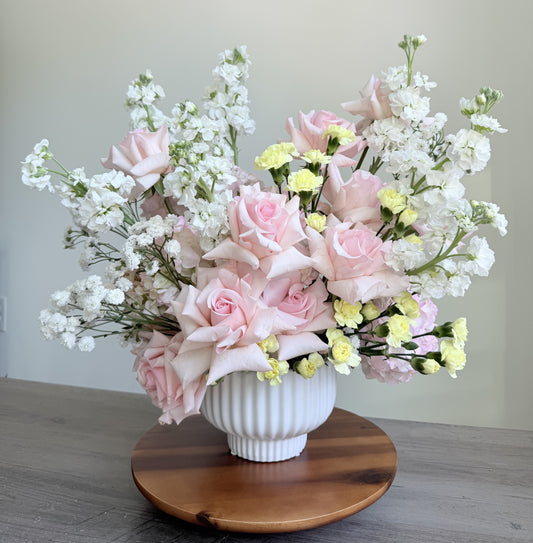 Arrangement "Morning Grace" Stock, Hydrangea, French Roses