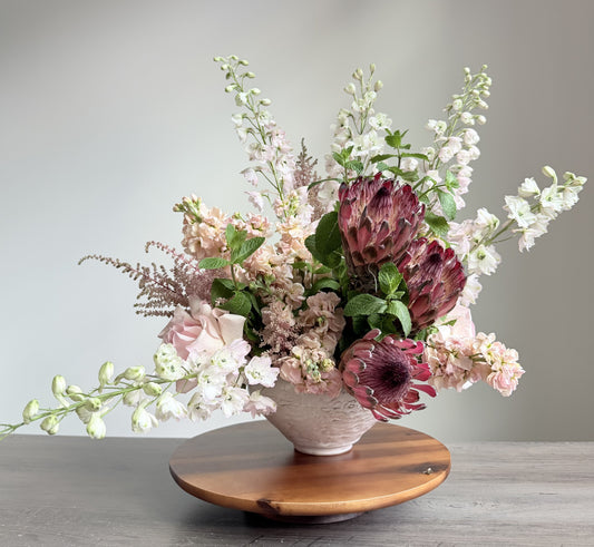 Arrangement "Wild Royalty" Protea, Delphinium