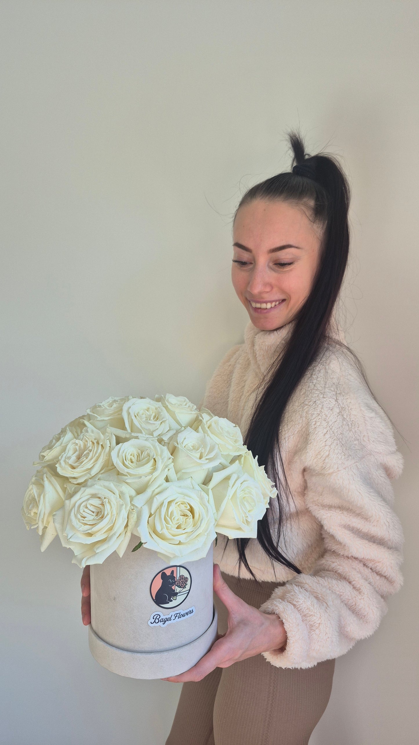 Basket "Vanilla Ice cream" White Roses