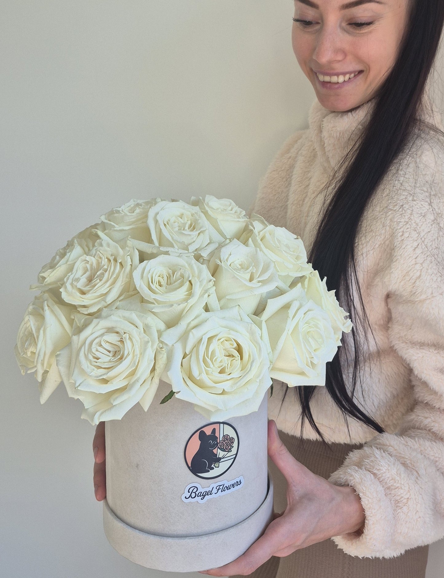 Basket "Vanilla Ice cream" White Roses
