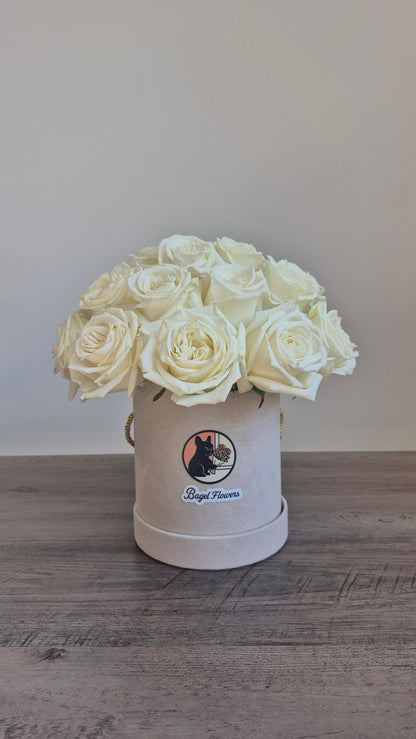 Basket "Vanilla Ice cream" White Roses
